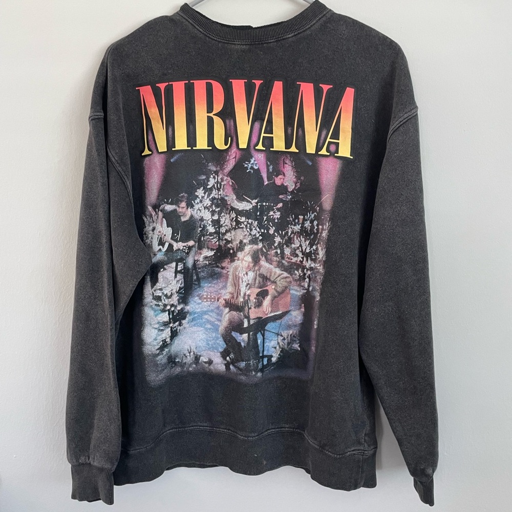 NIRVANA Vintage Black Graphic Crewneck Sweater